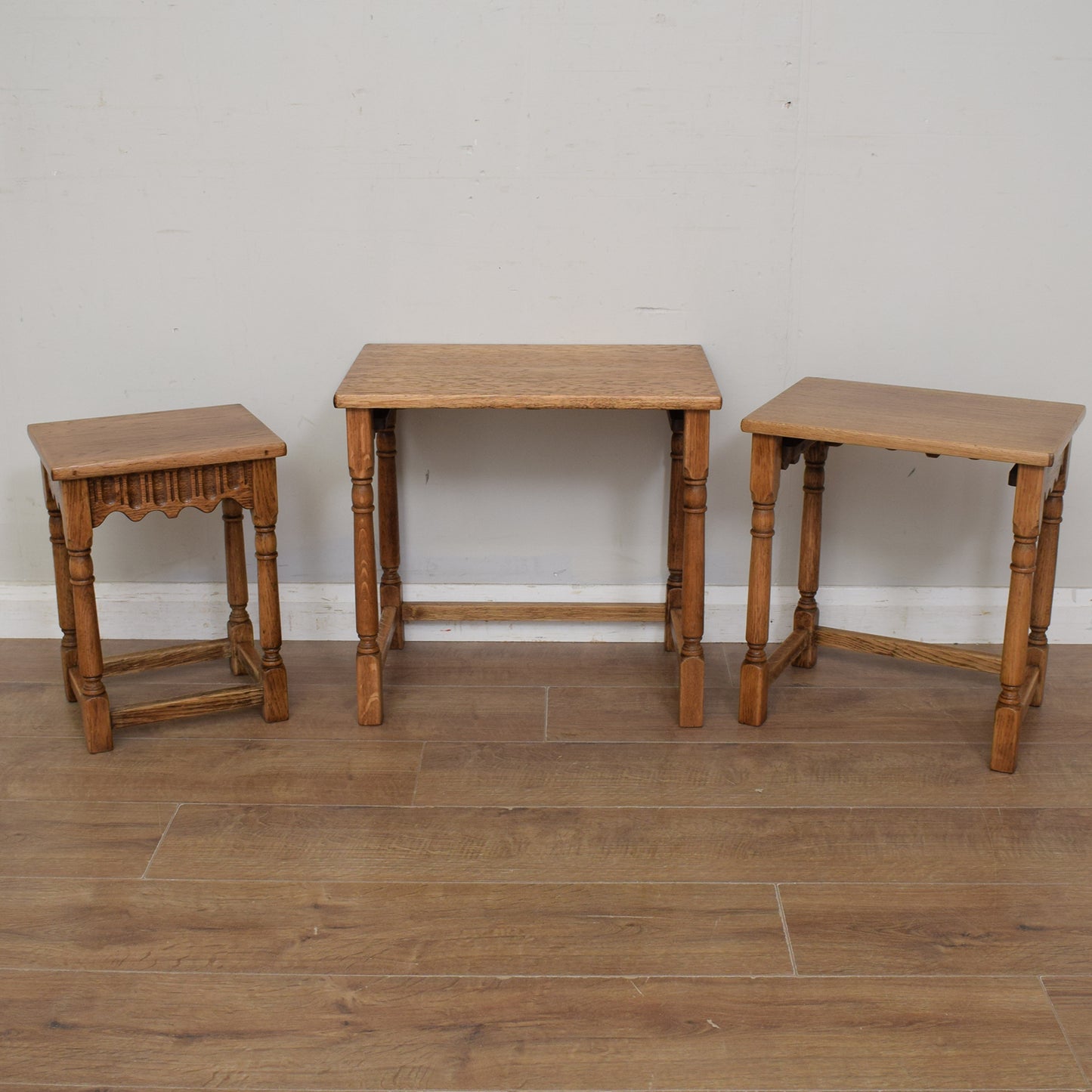 Restored Oak Nest Of Tables