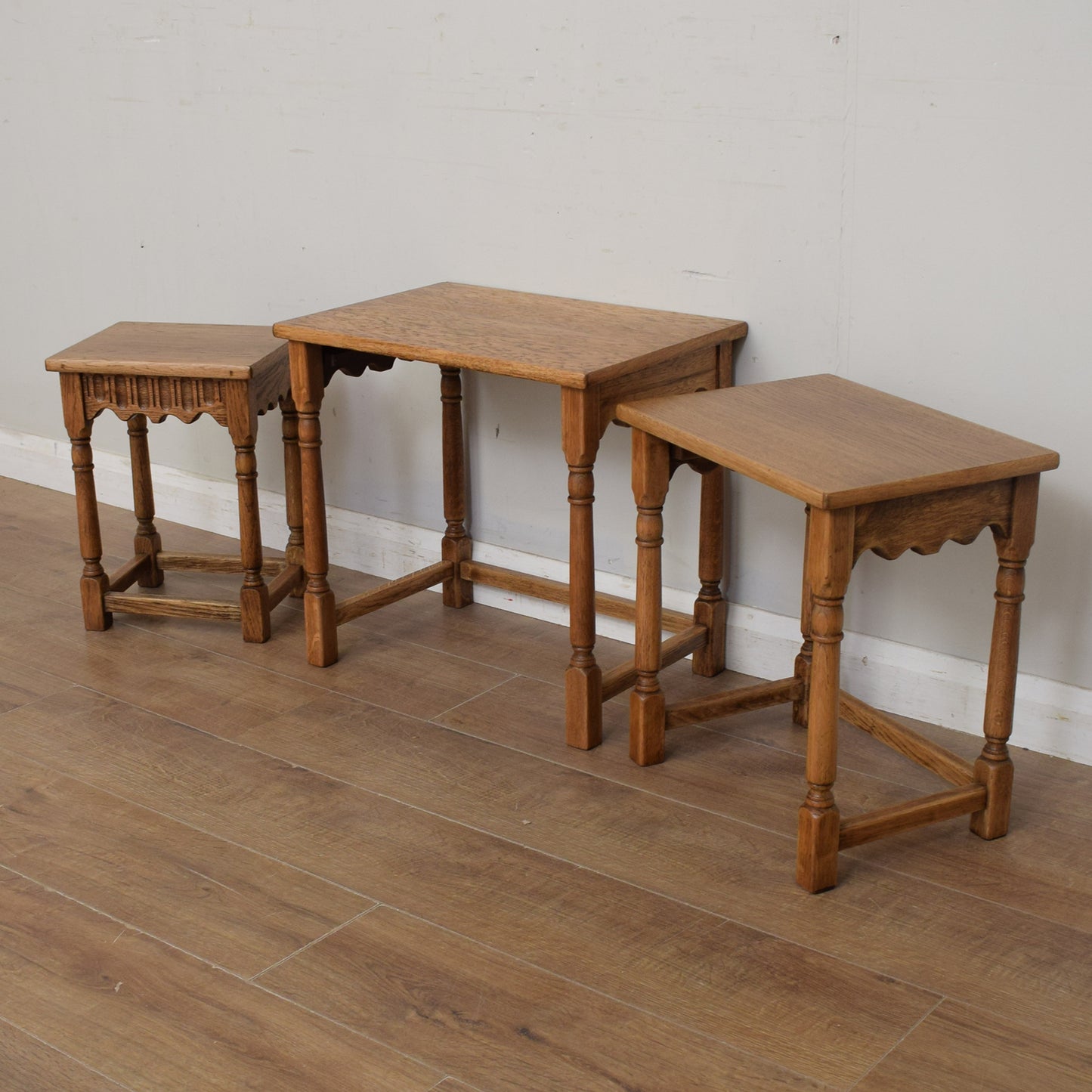 Restored Oak Nest Of Tables