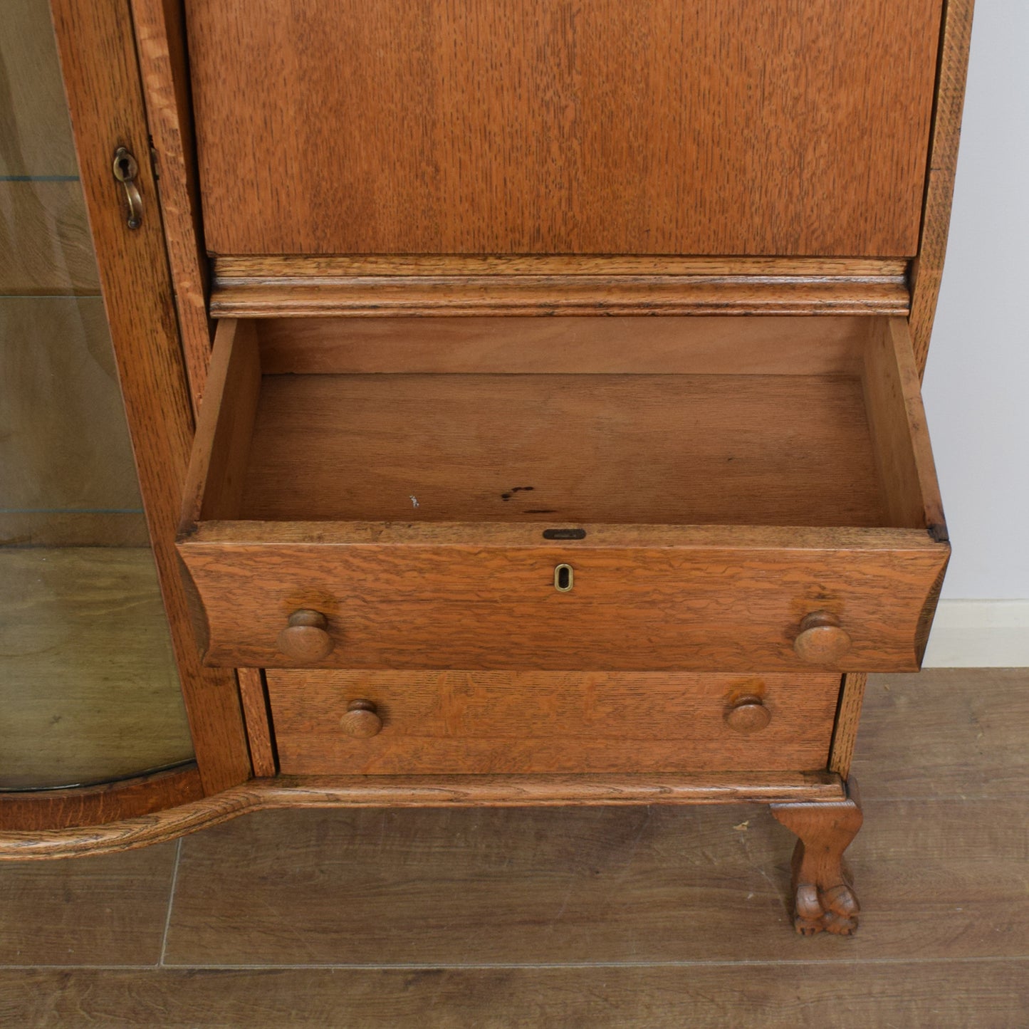 Oak Bureau Display Cabinet