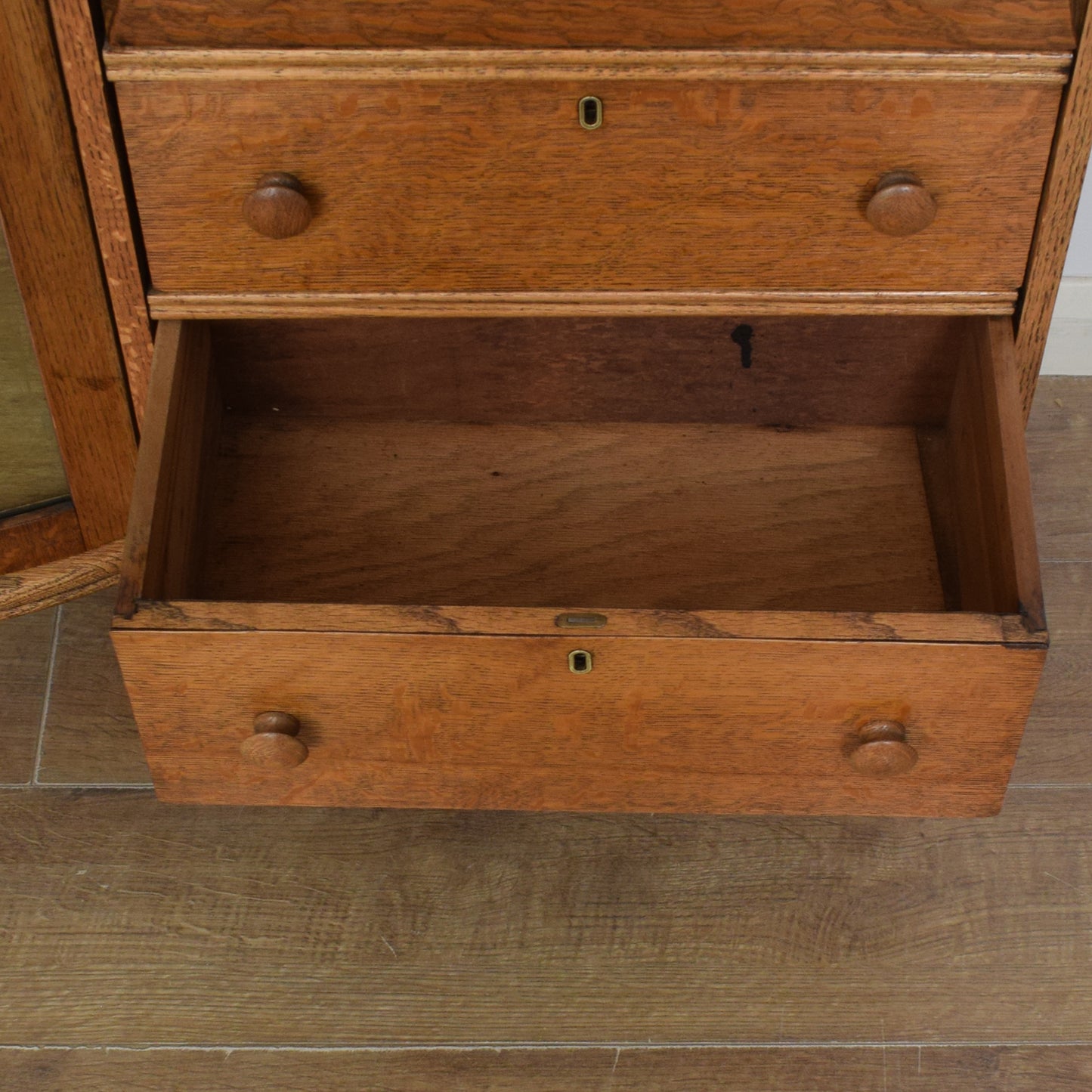 Oak Bureau Display Cabinet