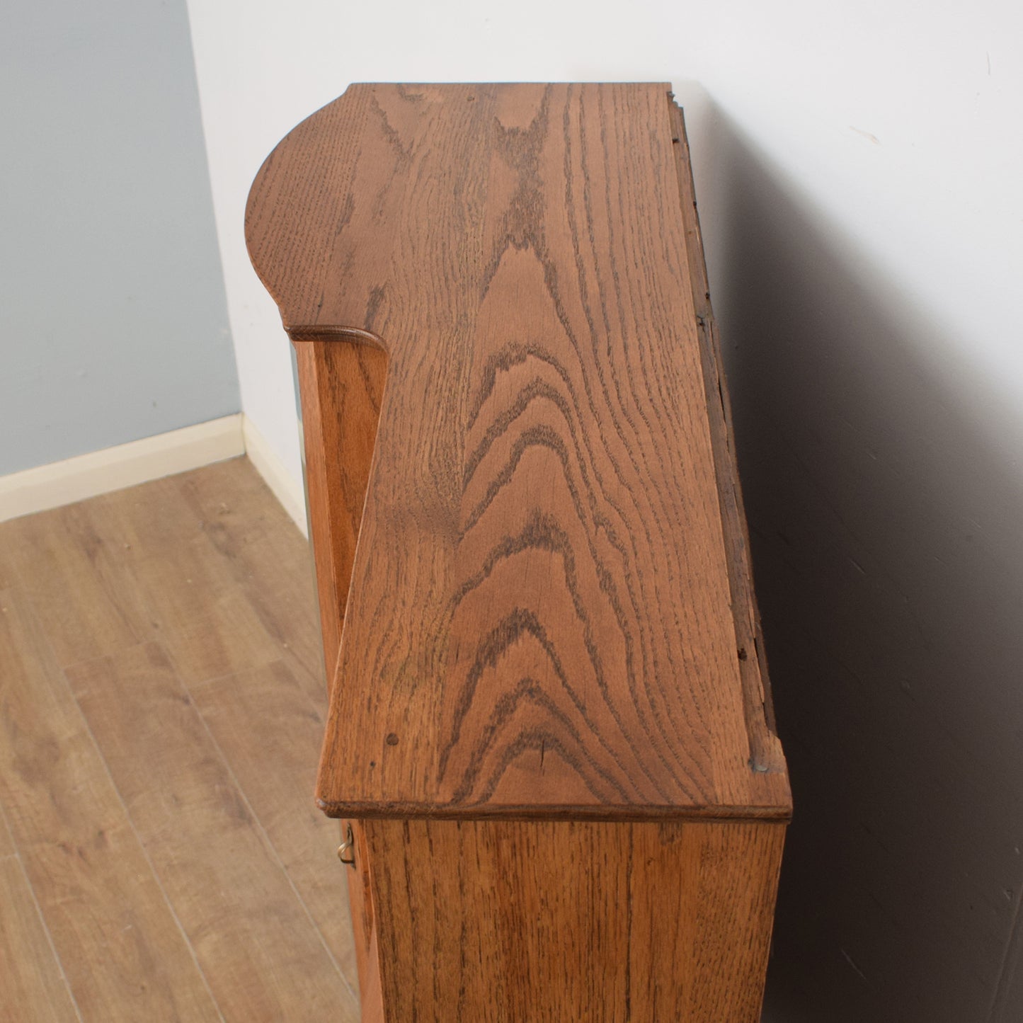 Oak Bureau Display Cabinet