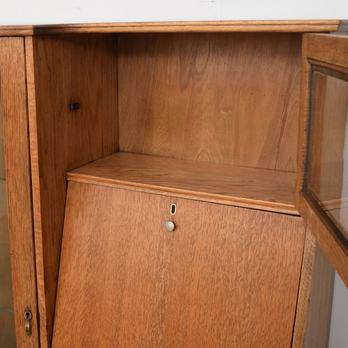 Oak Bureau Display Cabinet