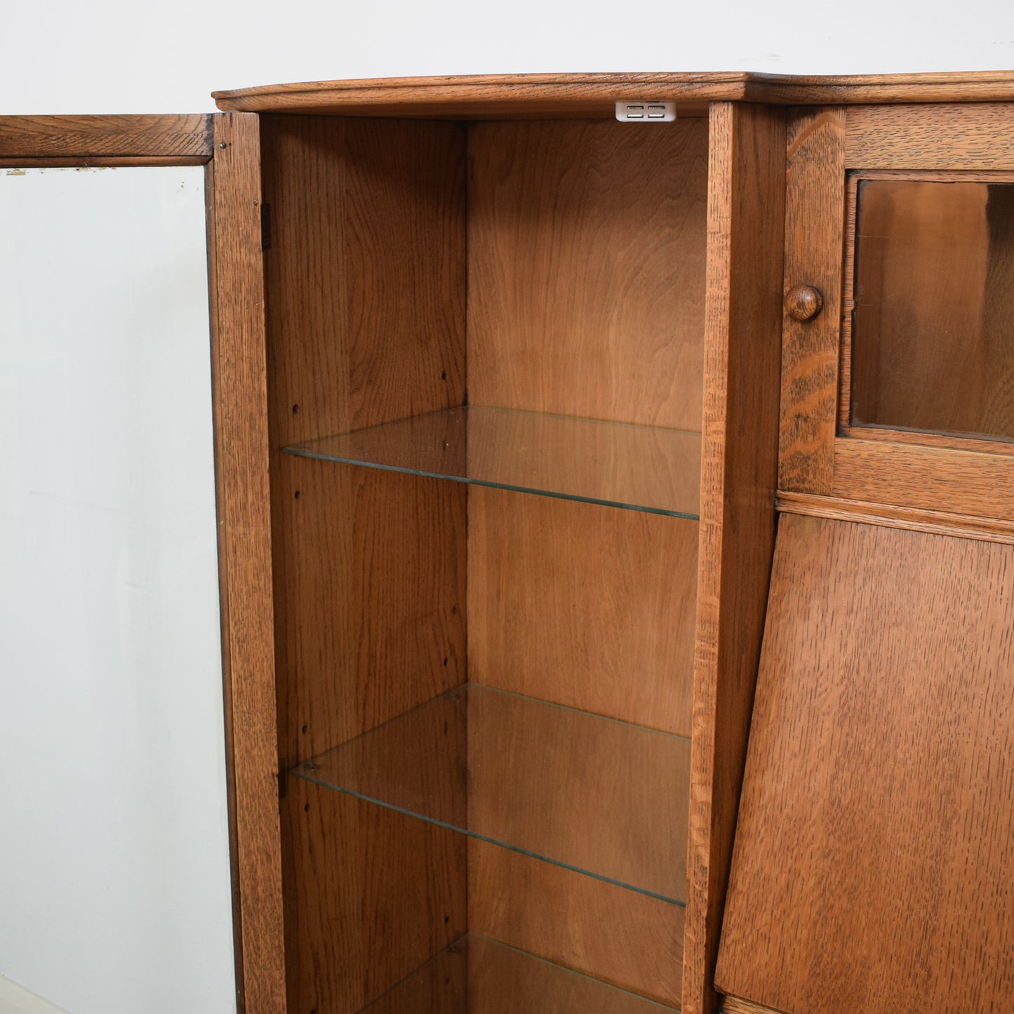 Oak Bureau Display Cabinet