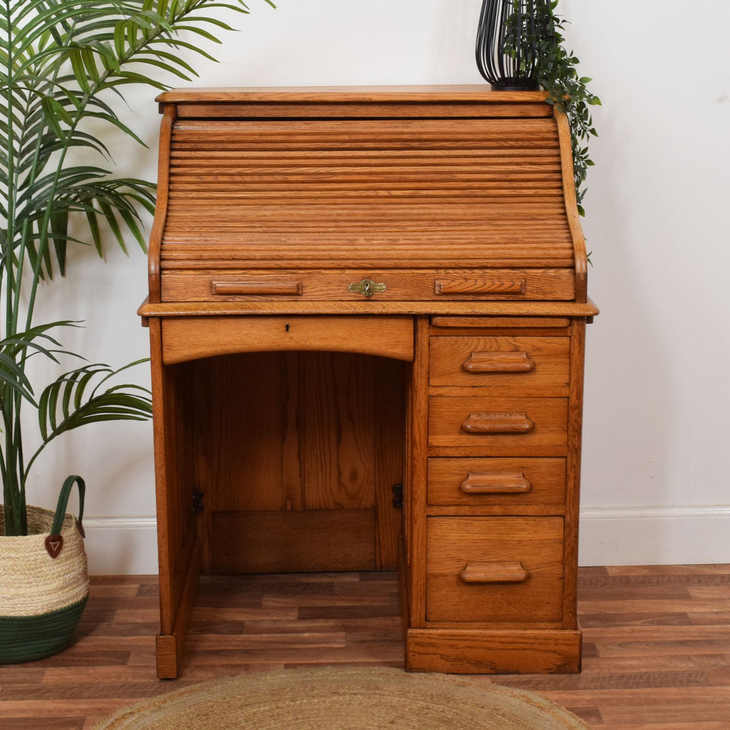 Restored Oak Roll-Top Desk