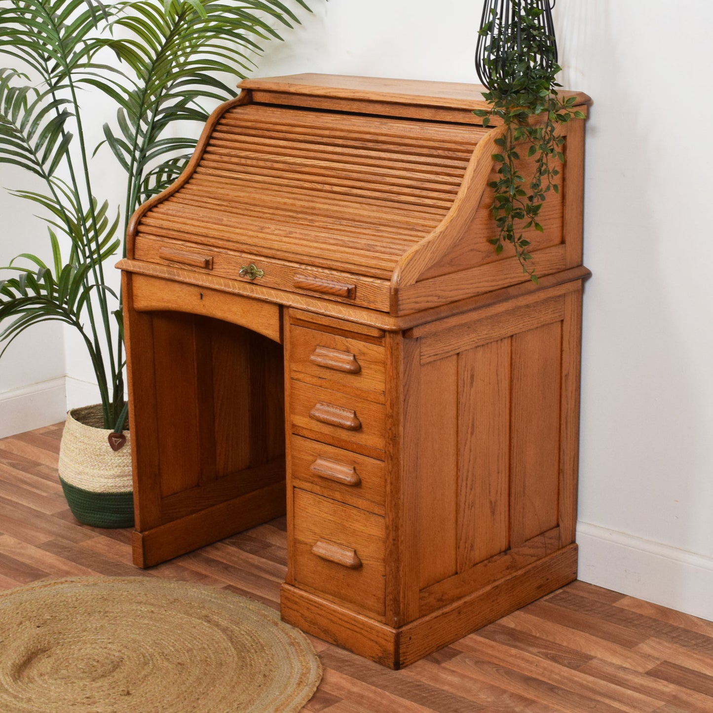 Restored Oak Roll-Top Desk