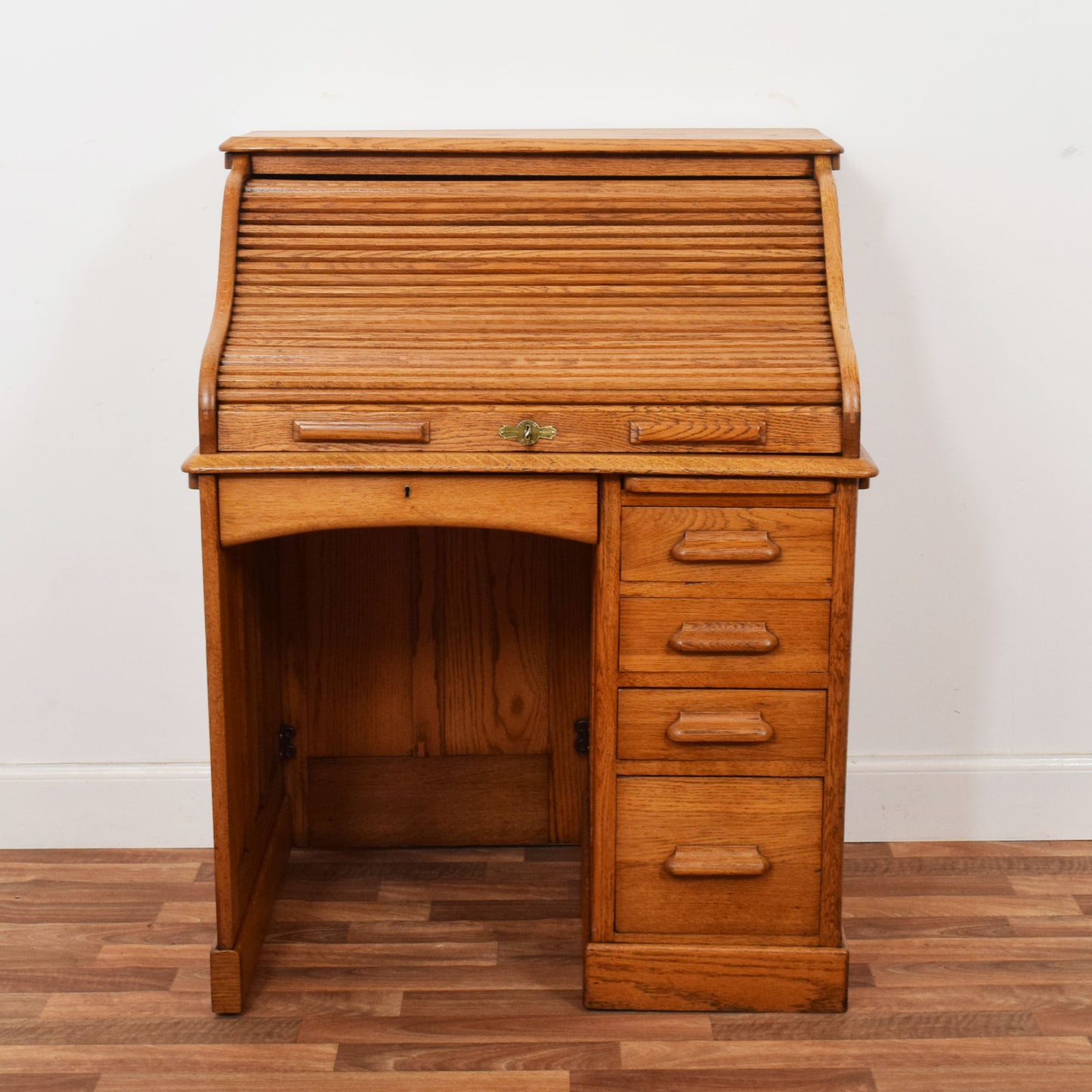 Restored Oak Roll-Top Desk