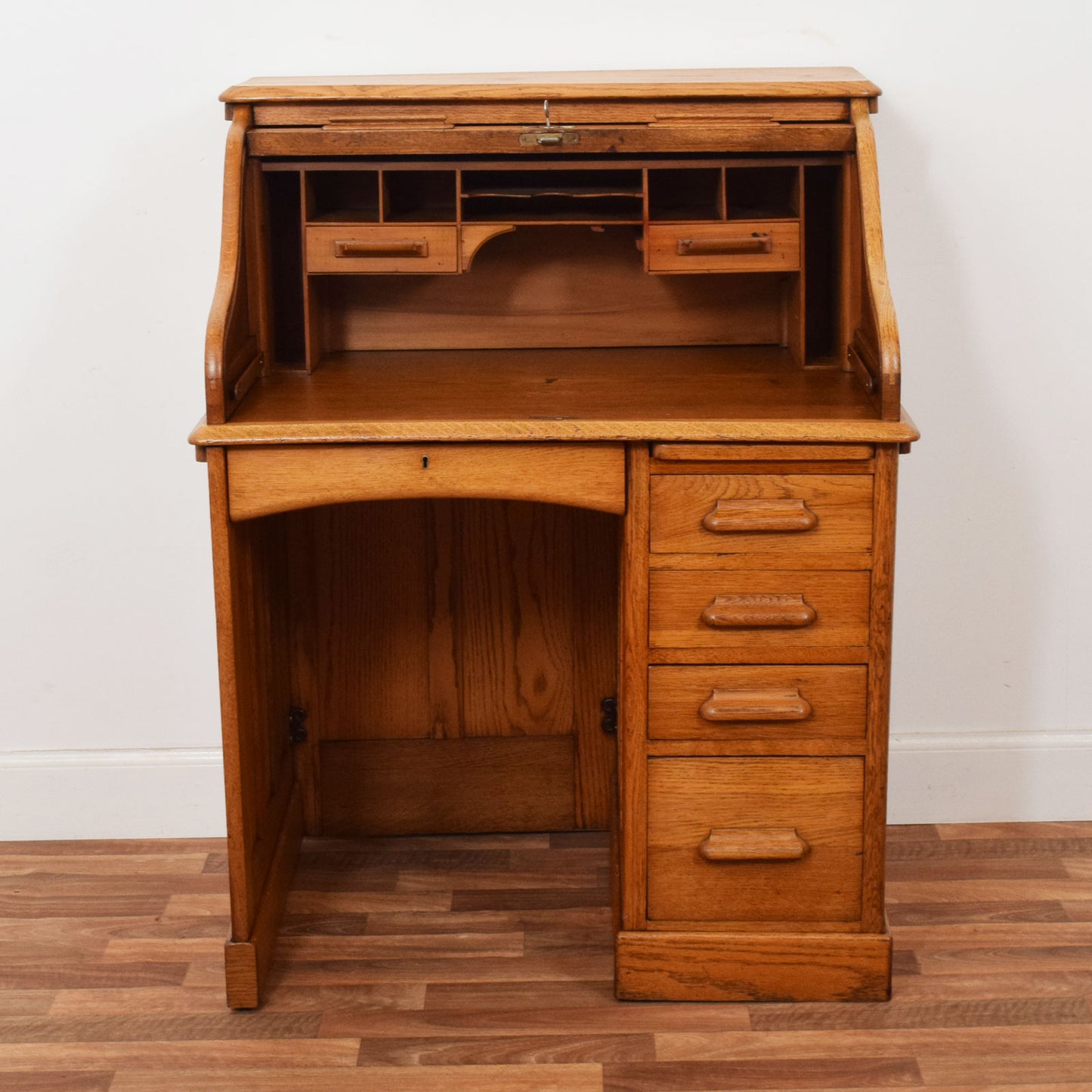 Restored Oak Roll-Top Desk