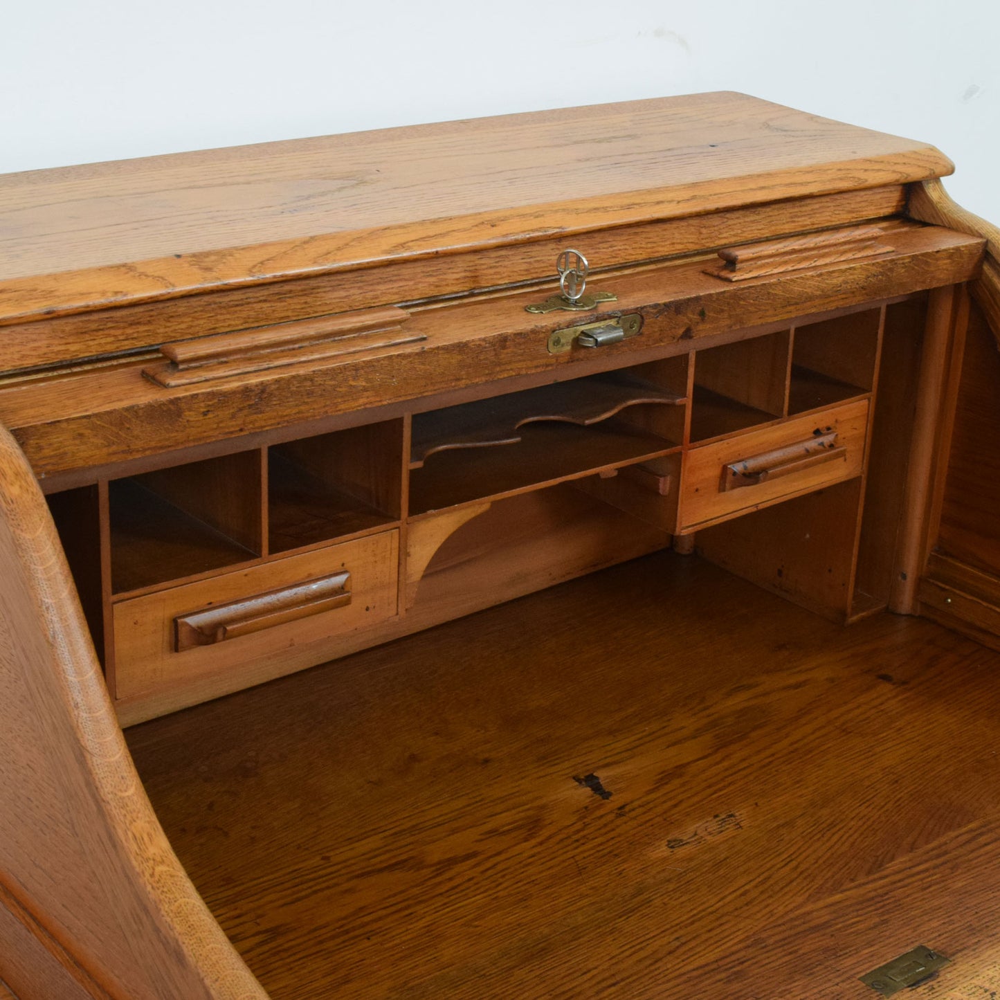 Restored Oak Roll-Top Desk