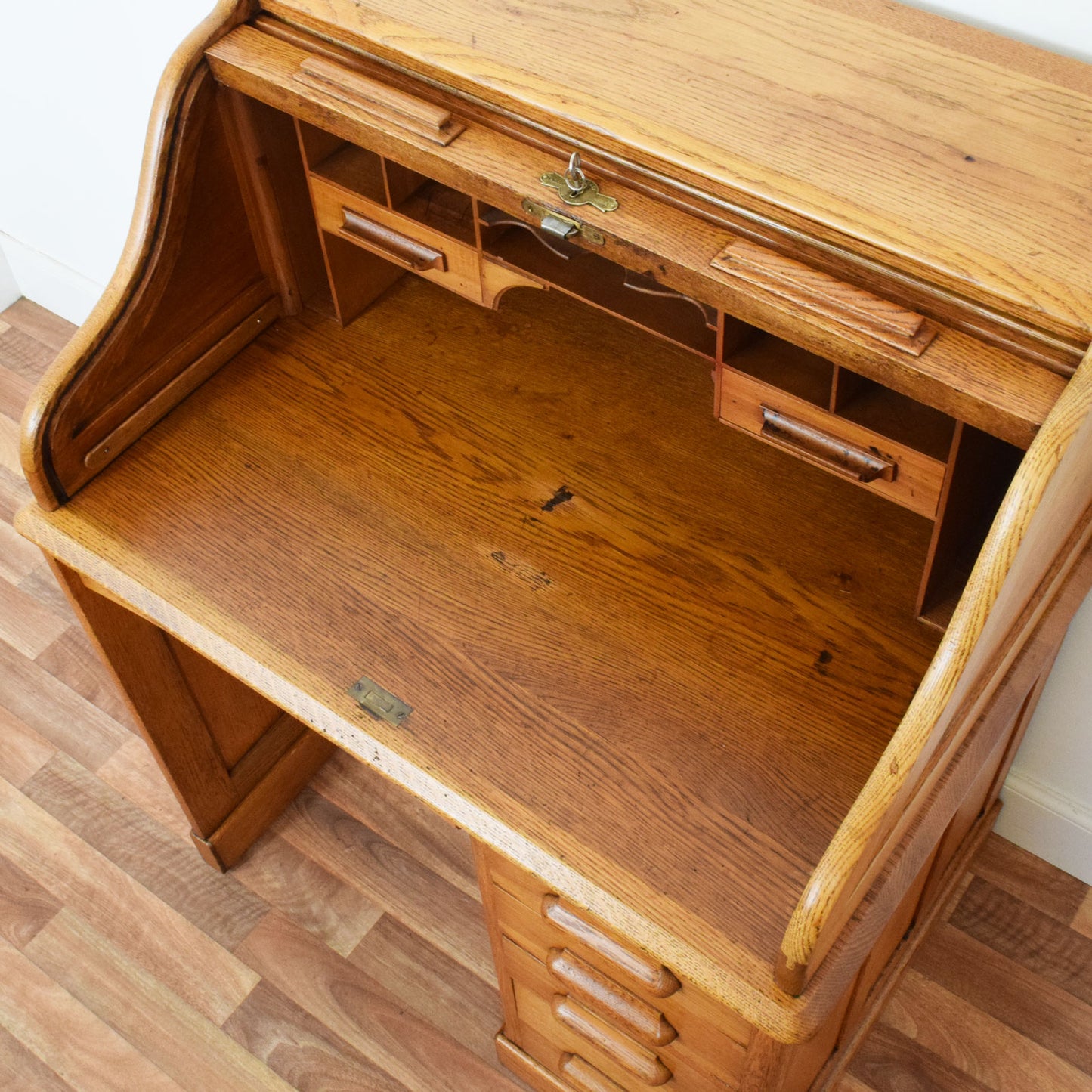 Restored Oak Roll-Top Desk