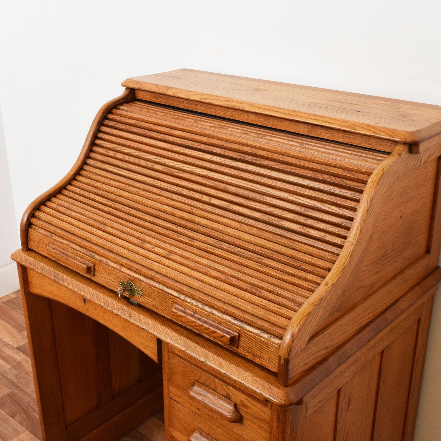 Restored Oak Roll-Top Desk