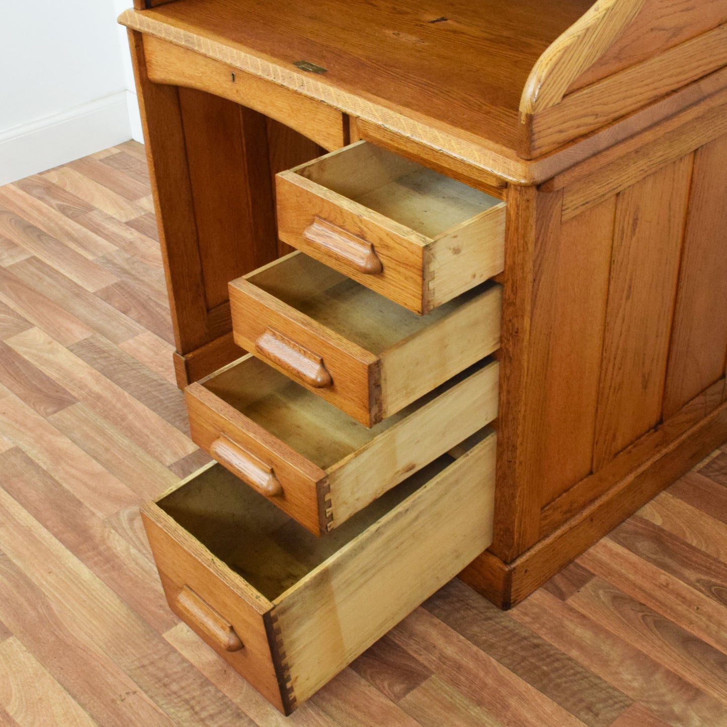 Restored Oak Roll-Top Desk