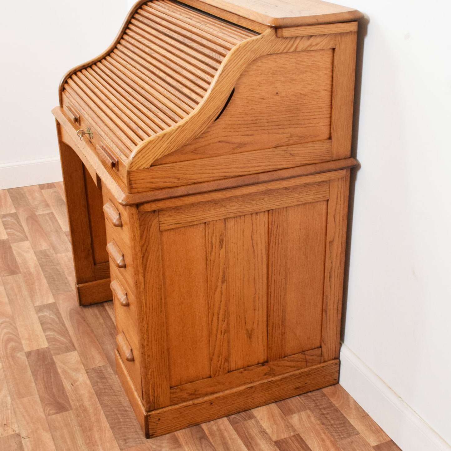 Restored Oak Roll-Top Desk