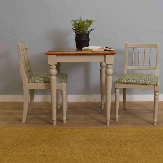 Painted Oak Table and Two Chairs