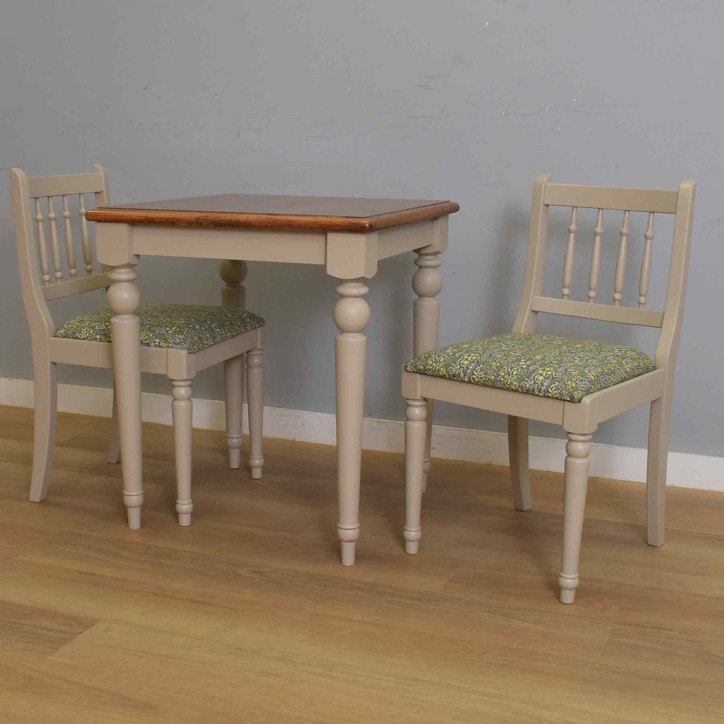 Painted Oak Table and Two Chairs
