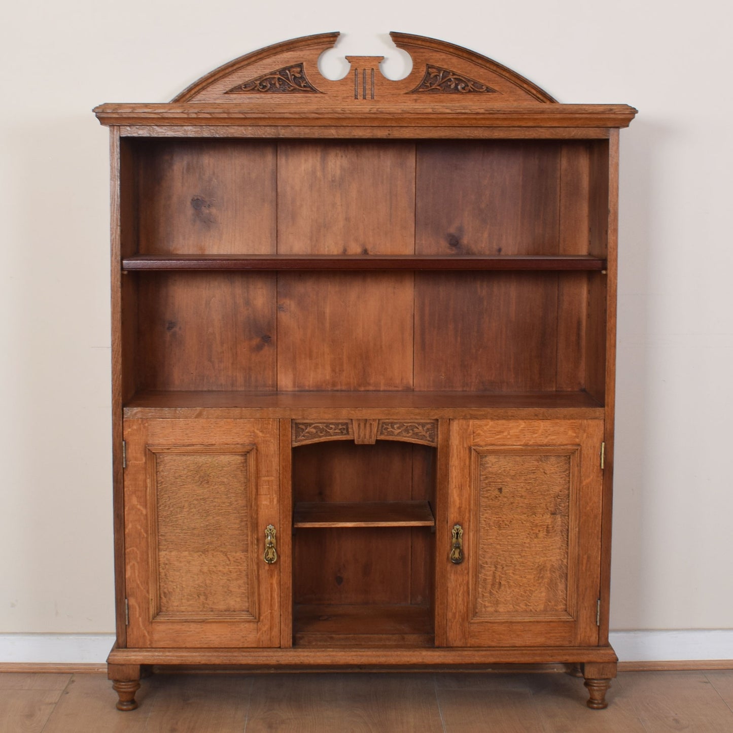 Oak Bookcase With Cupboard Unit