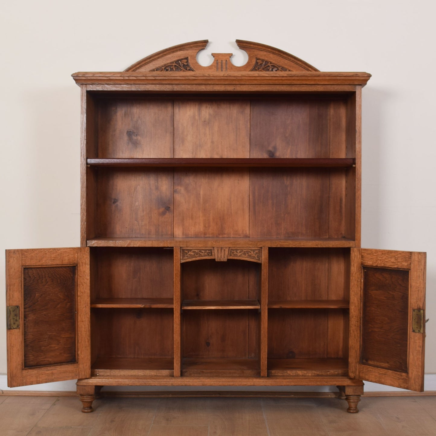 Oak Bookcase With Cupboard Unit