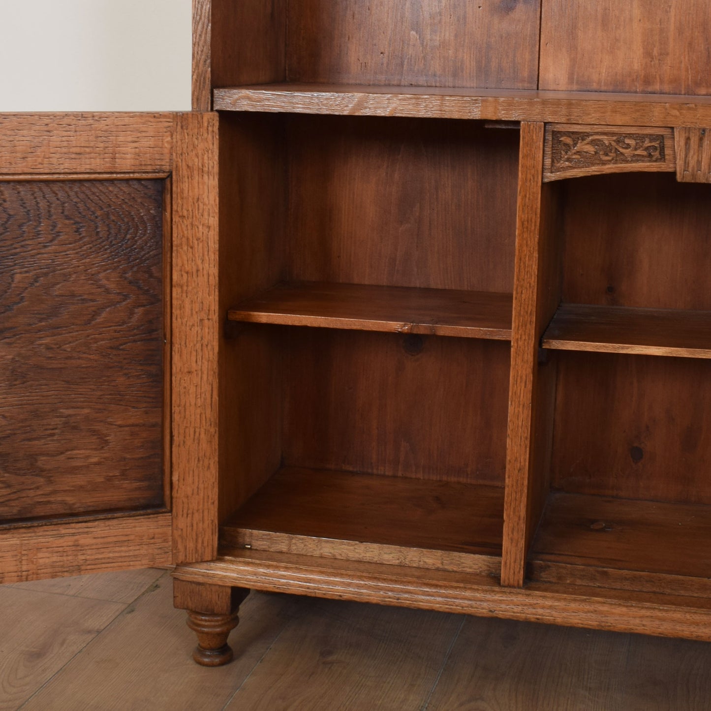 Oak Bookcase With Cupboard Unit