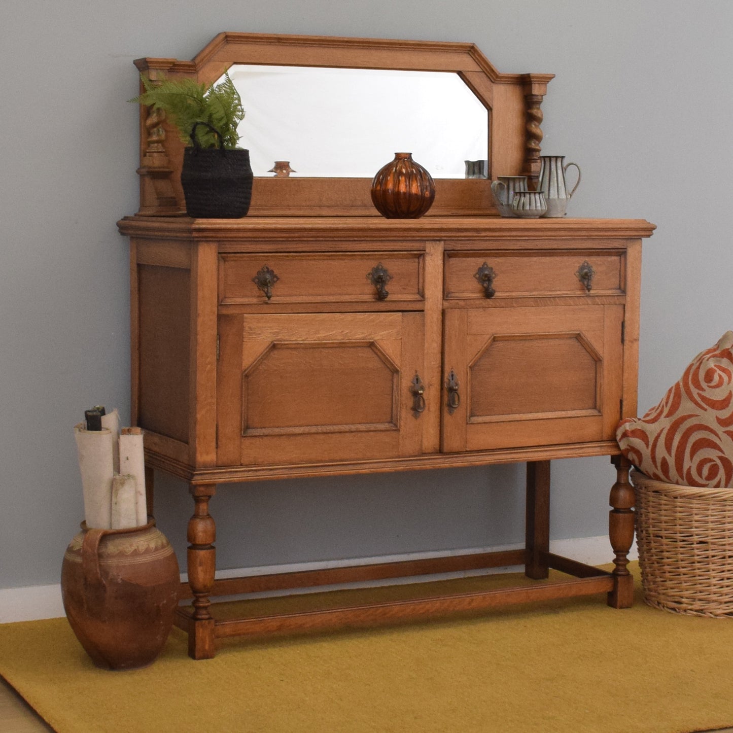 Mirrored Oak Sideboard