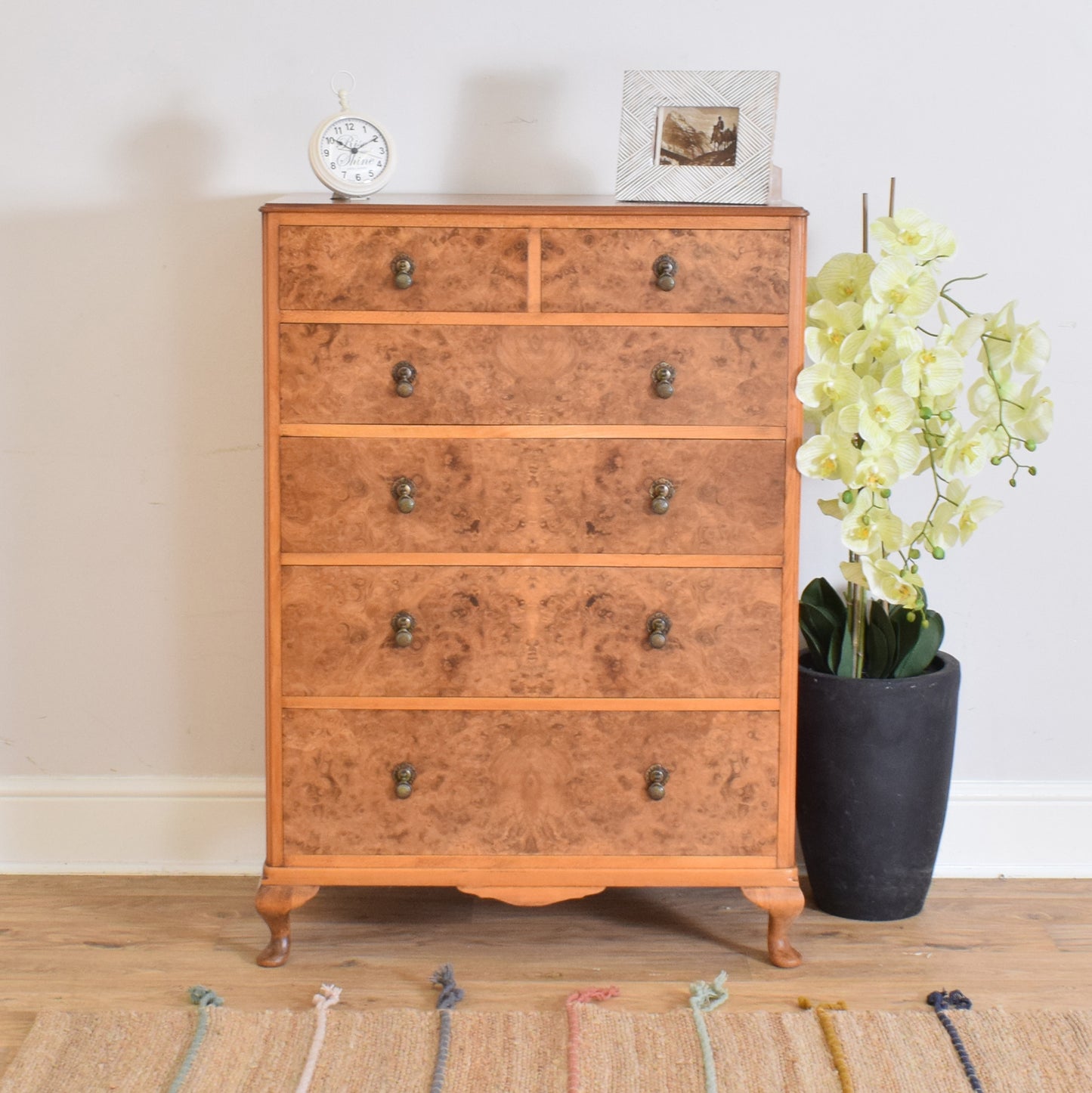 Walnut Veneer Chest Of Drawers