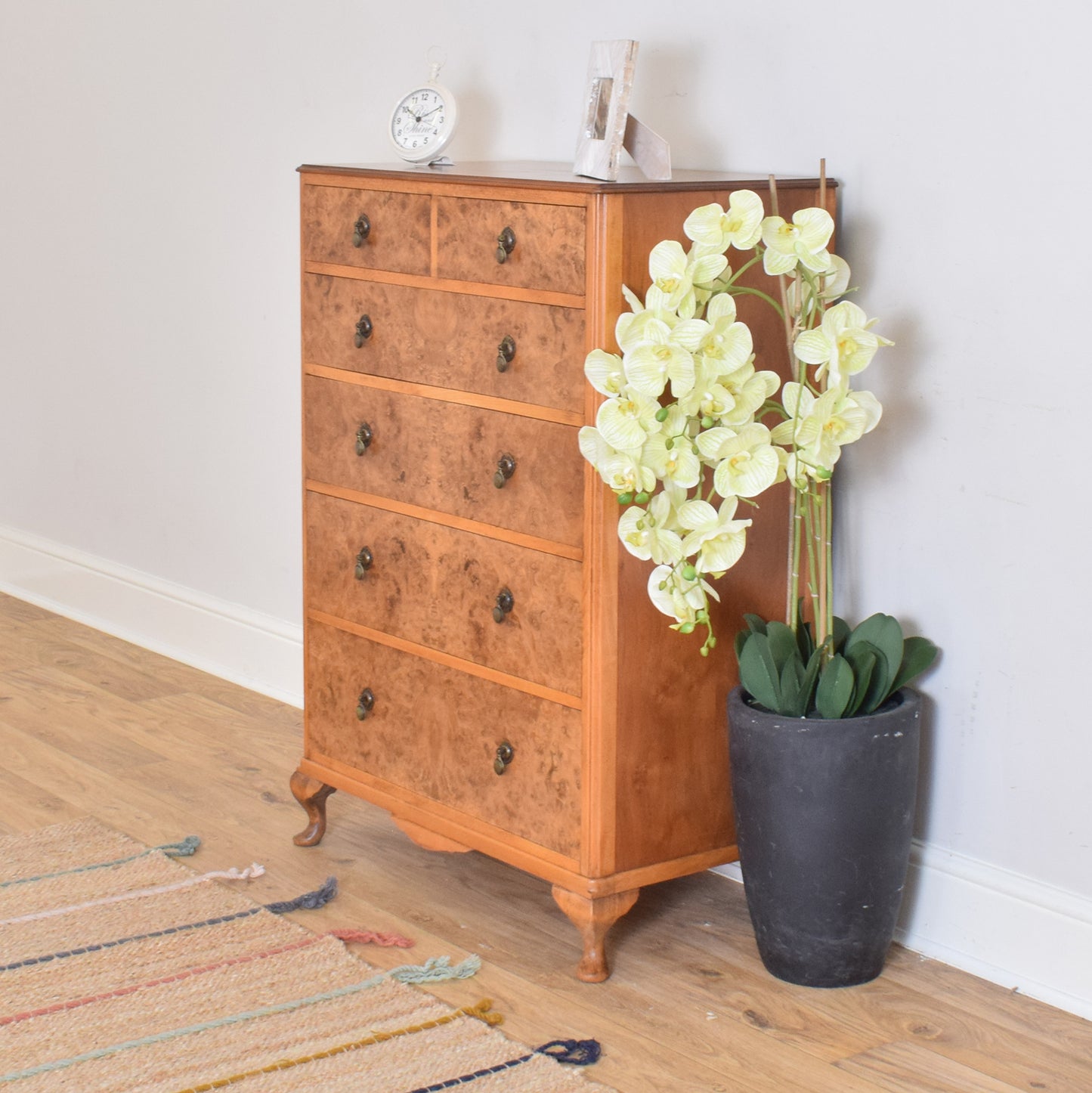 Walnut Veneer Chest Of Drawers