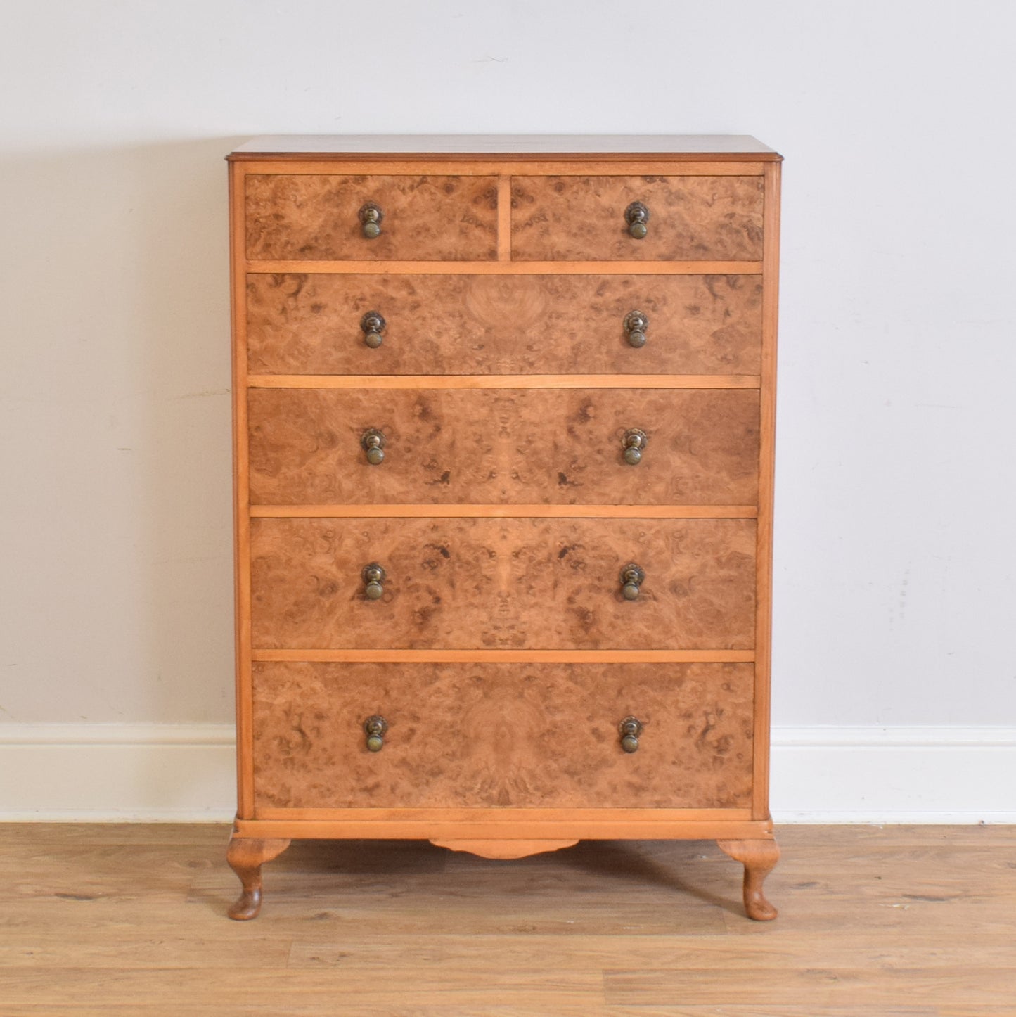 Walnut Veneer Chest Of Drawers