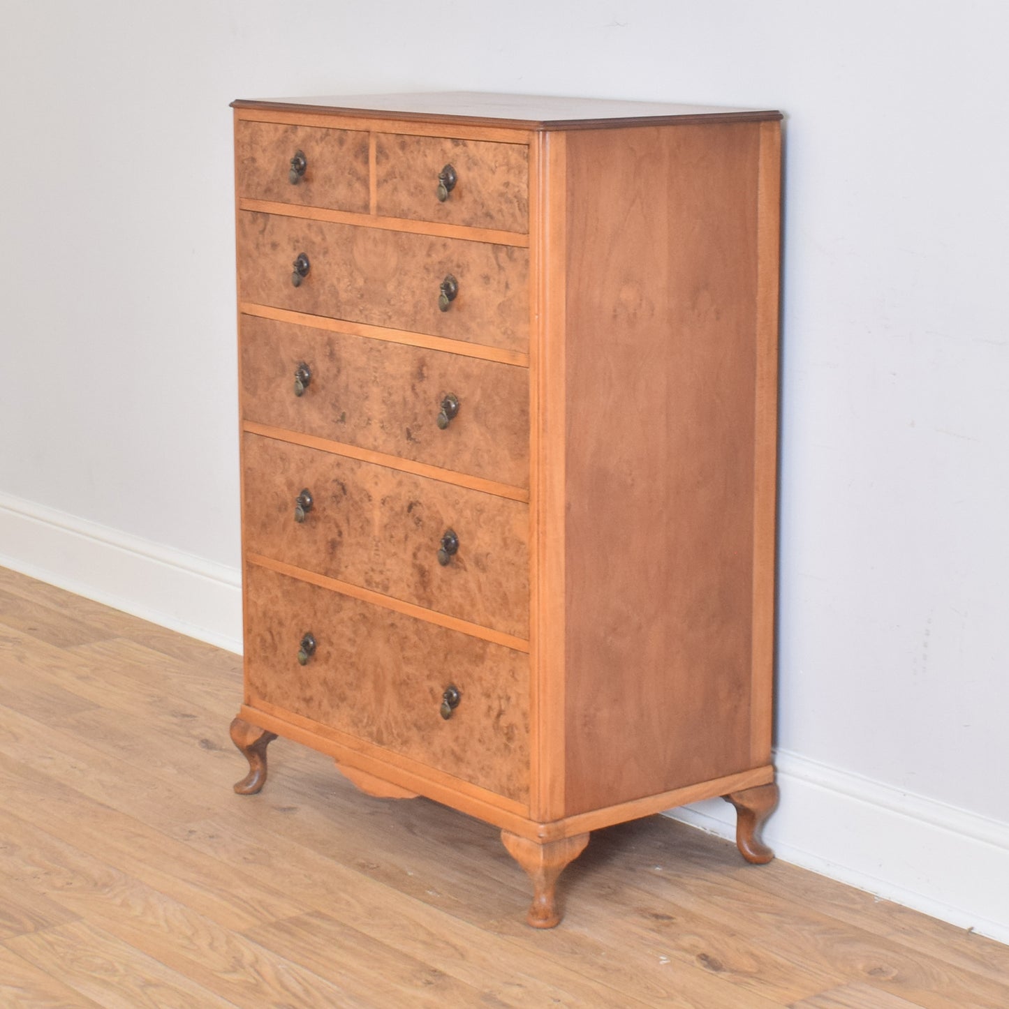 Walnut Veneer Chest Of Drawers