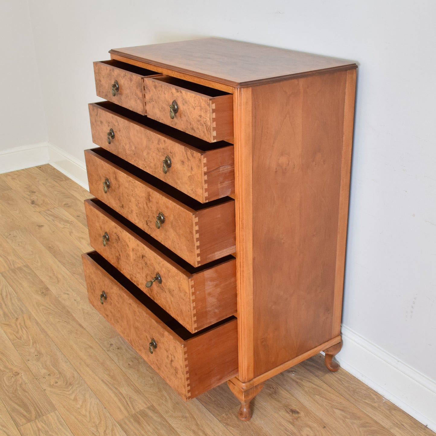 Walnut Veneer Chest Of Drawers