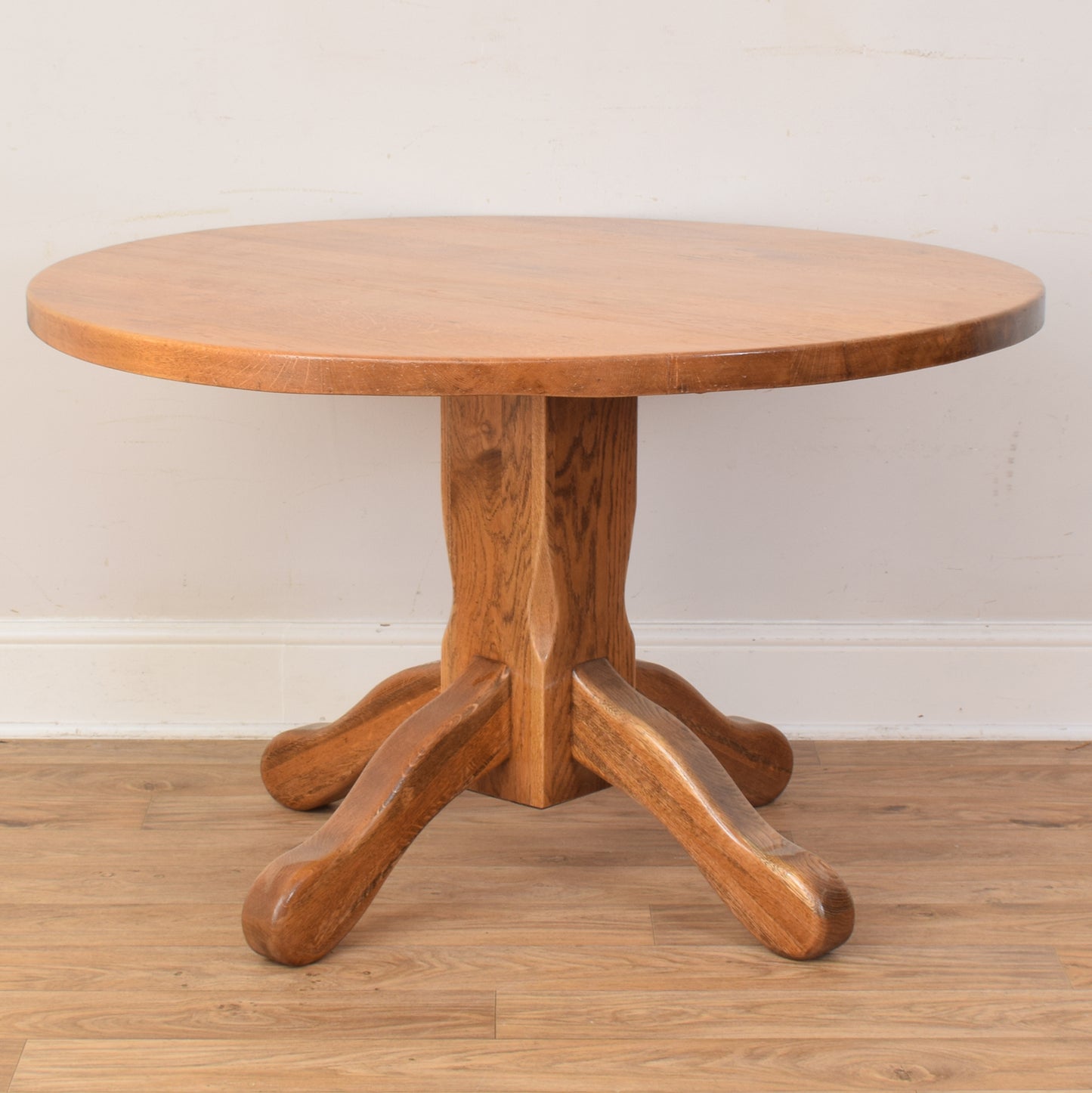 Round Oak Table And Four Chairs