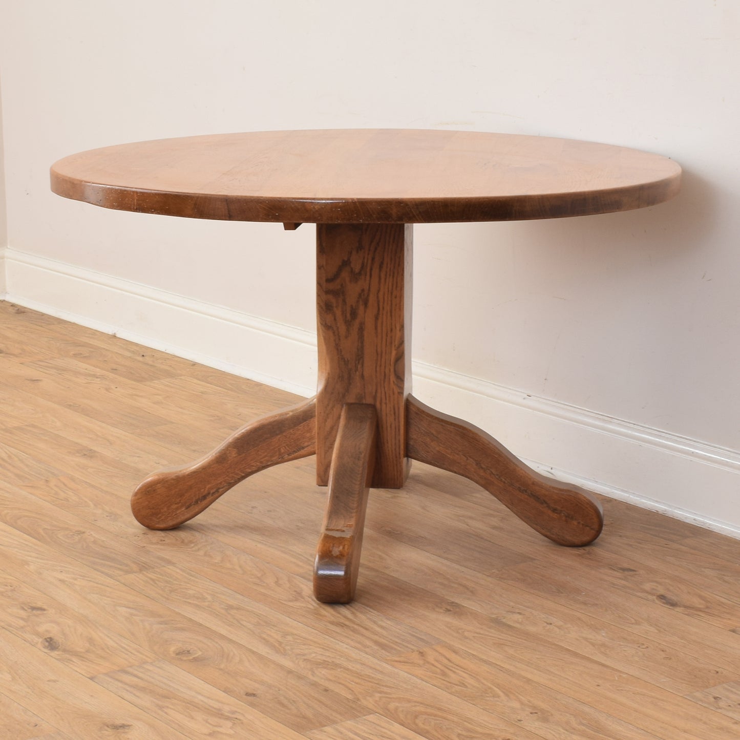 Round Oak Table And Four Chairs
