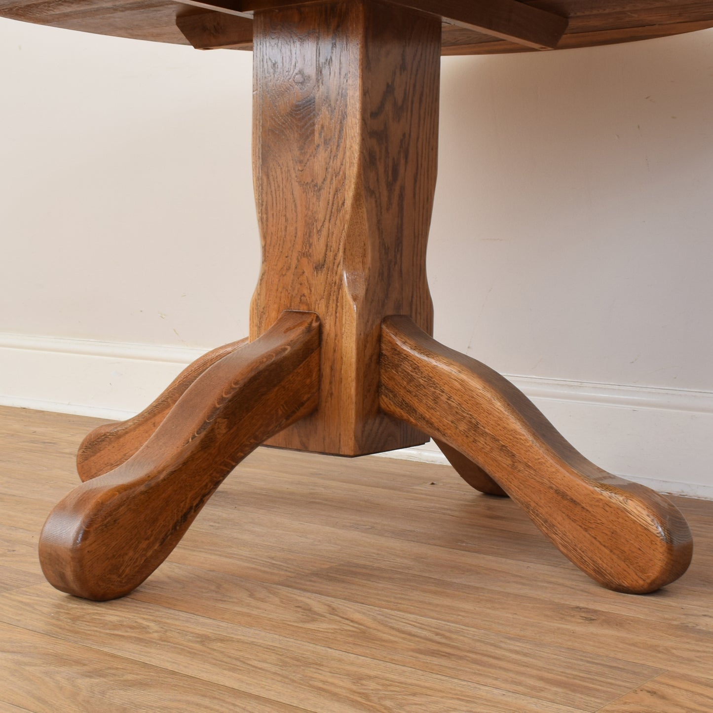 Round Oak Table And Four Chairs
