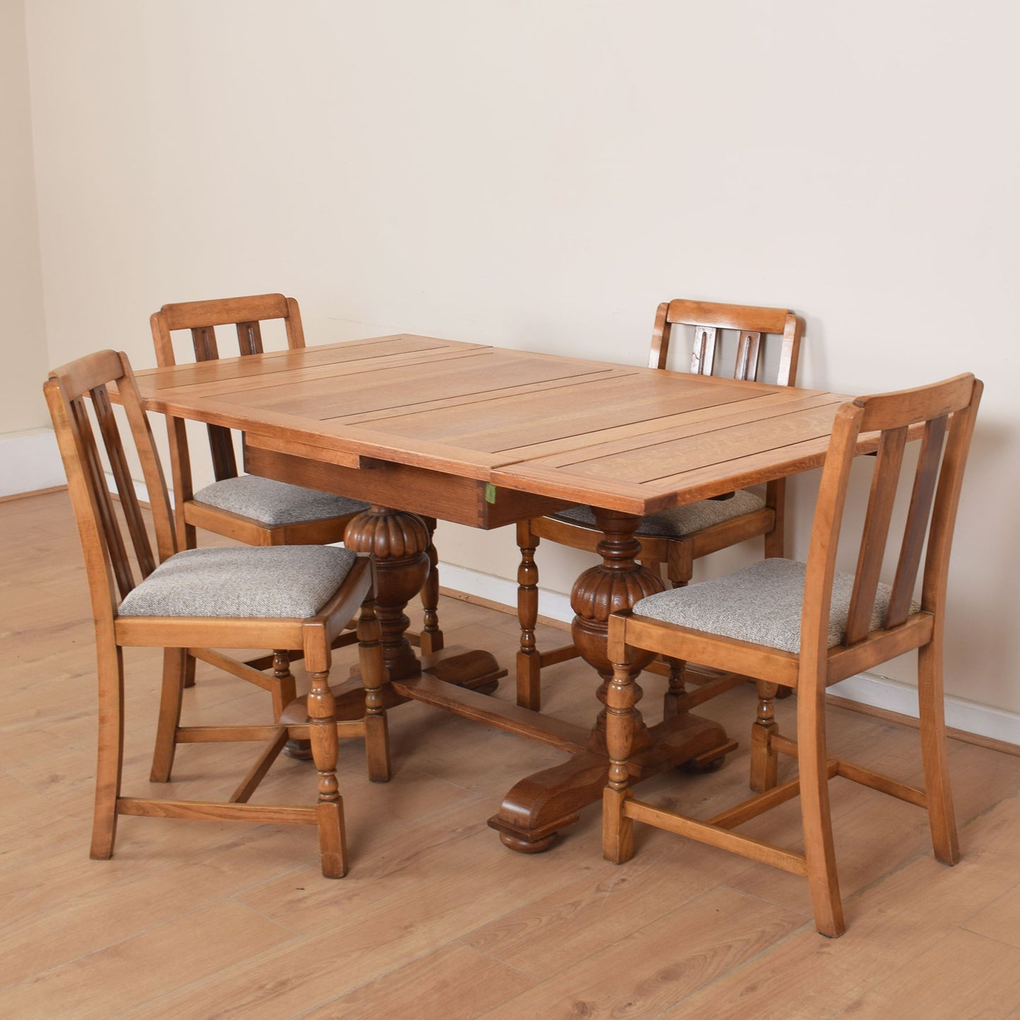 Oak Draw-leaf Dining Table & Four Chairs