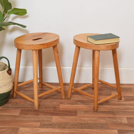 Pair of Beech Milk Stools
