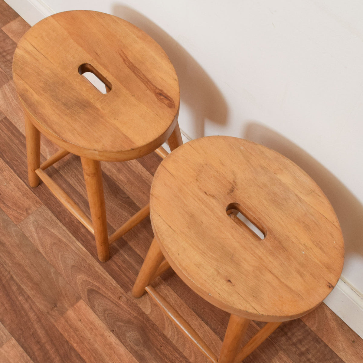 Pair of Beech Milk Stools