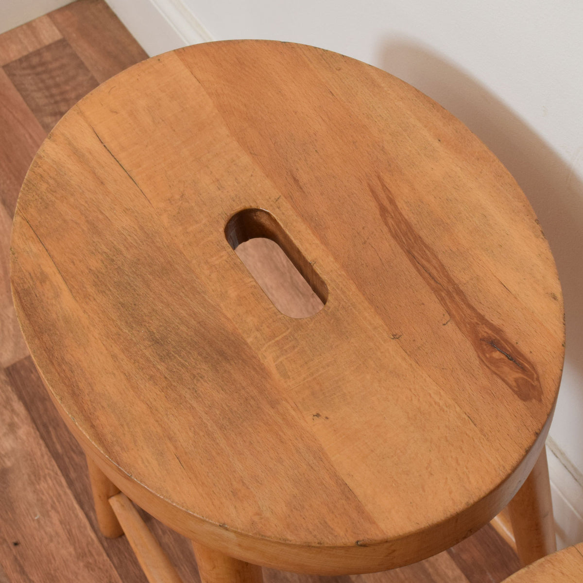 Pair of Beech Milk Stools