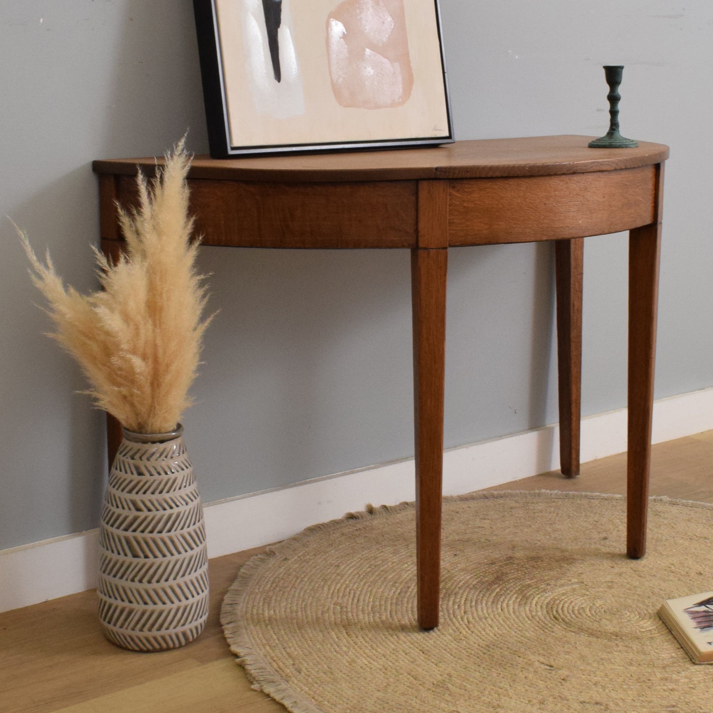 Oak Half-Moon Hall Table