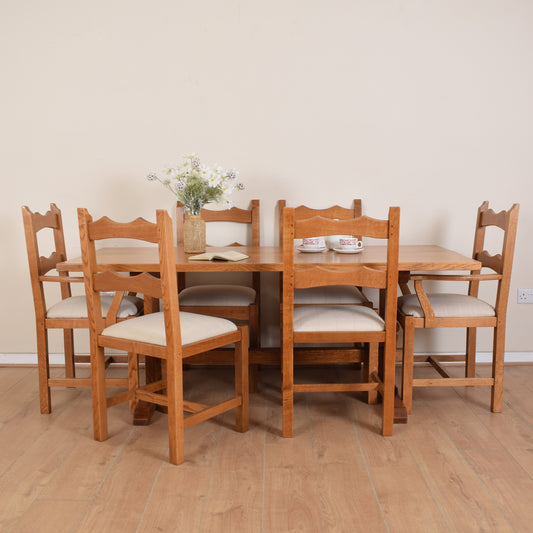 Solid Oak Table and Six Chairs