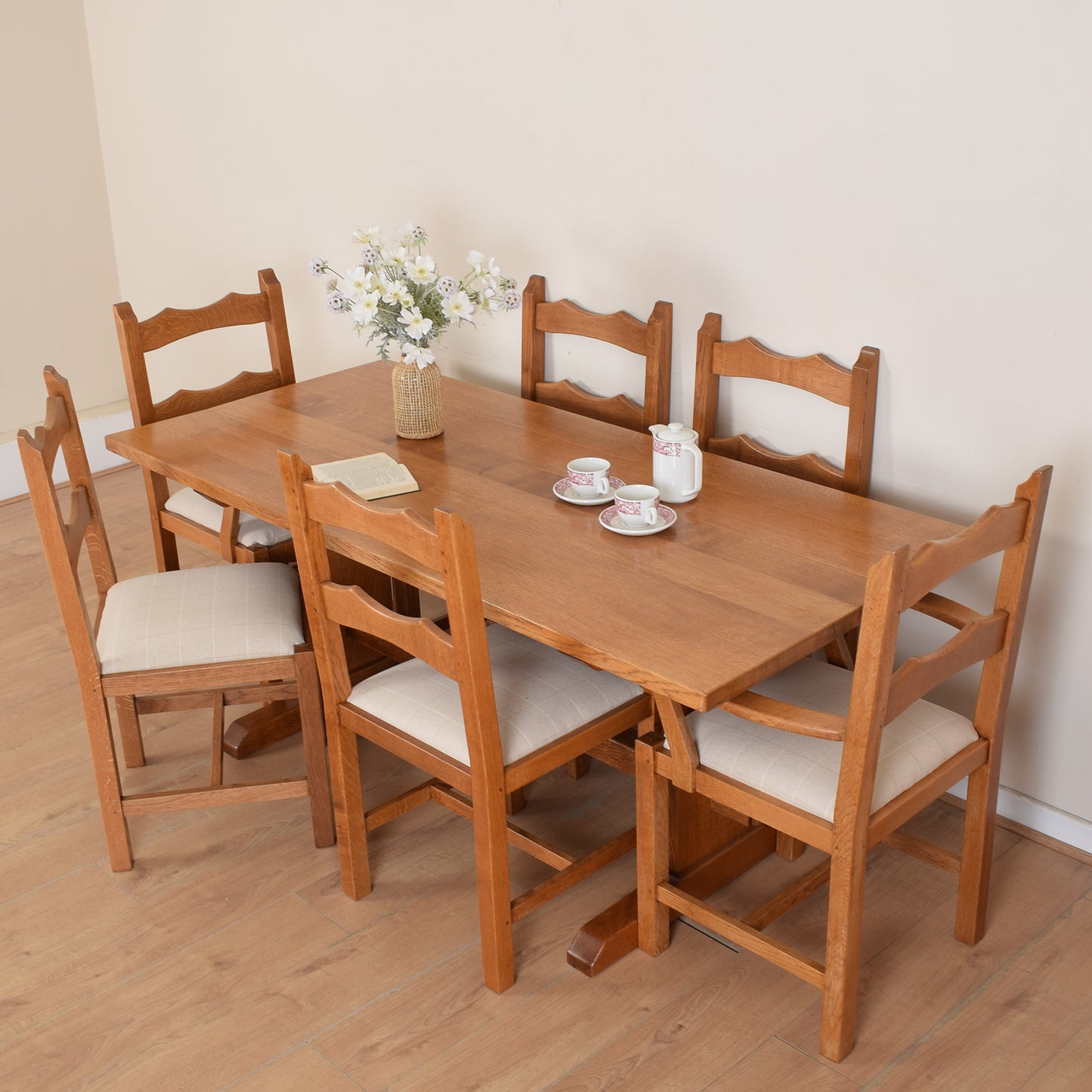 Solid Oak Table and Six Chairs