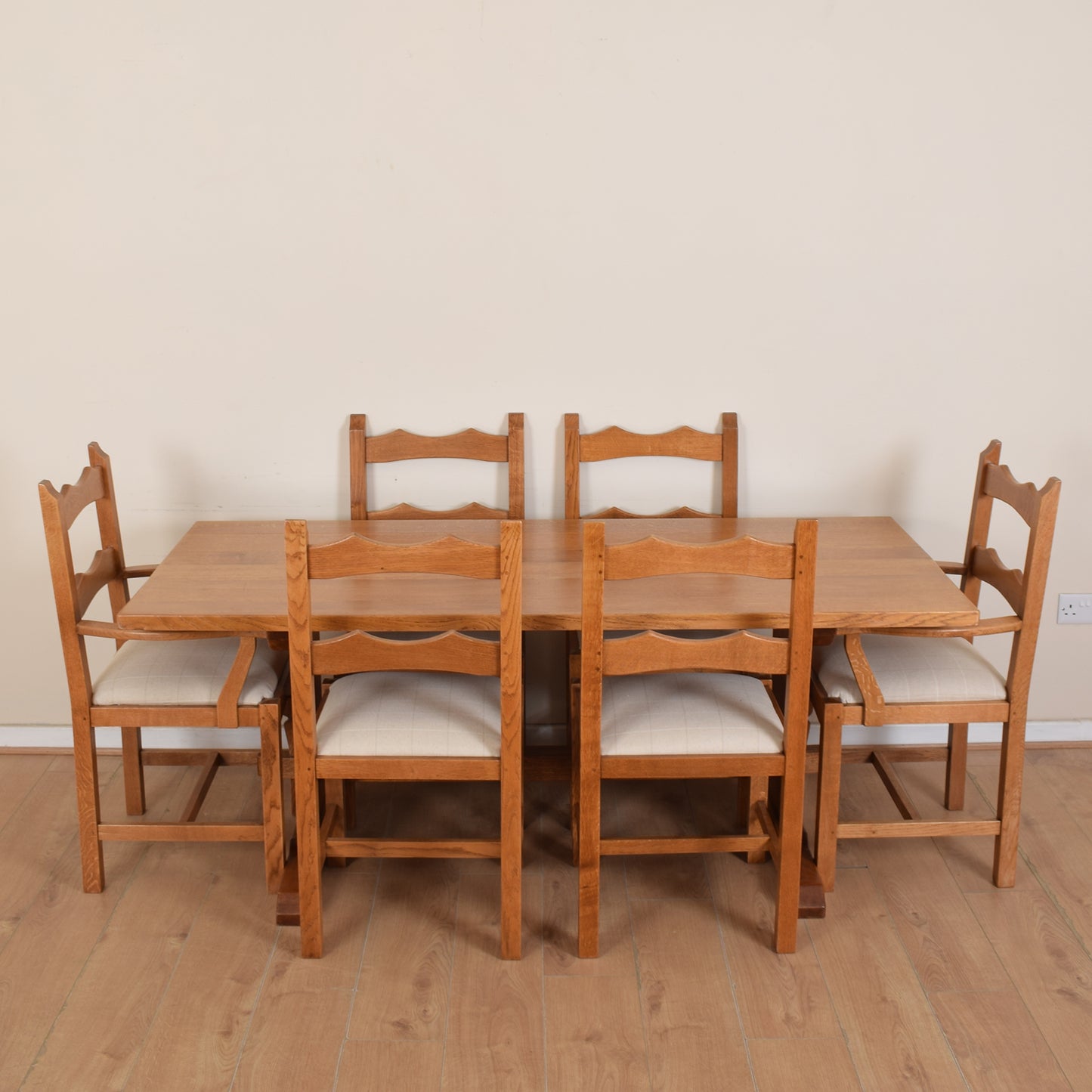 Solid Oak Table and Six Chairs