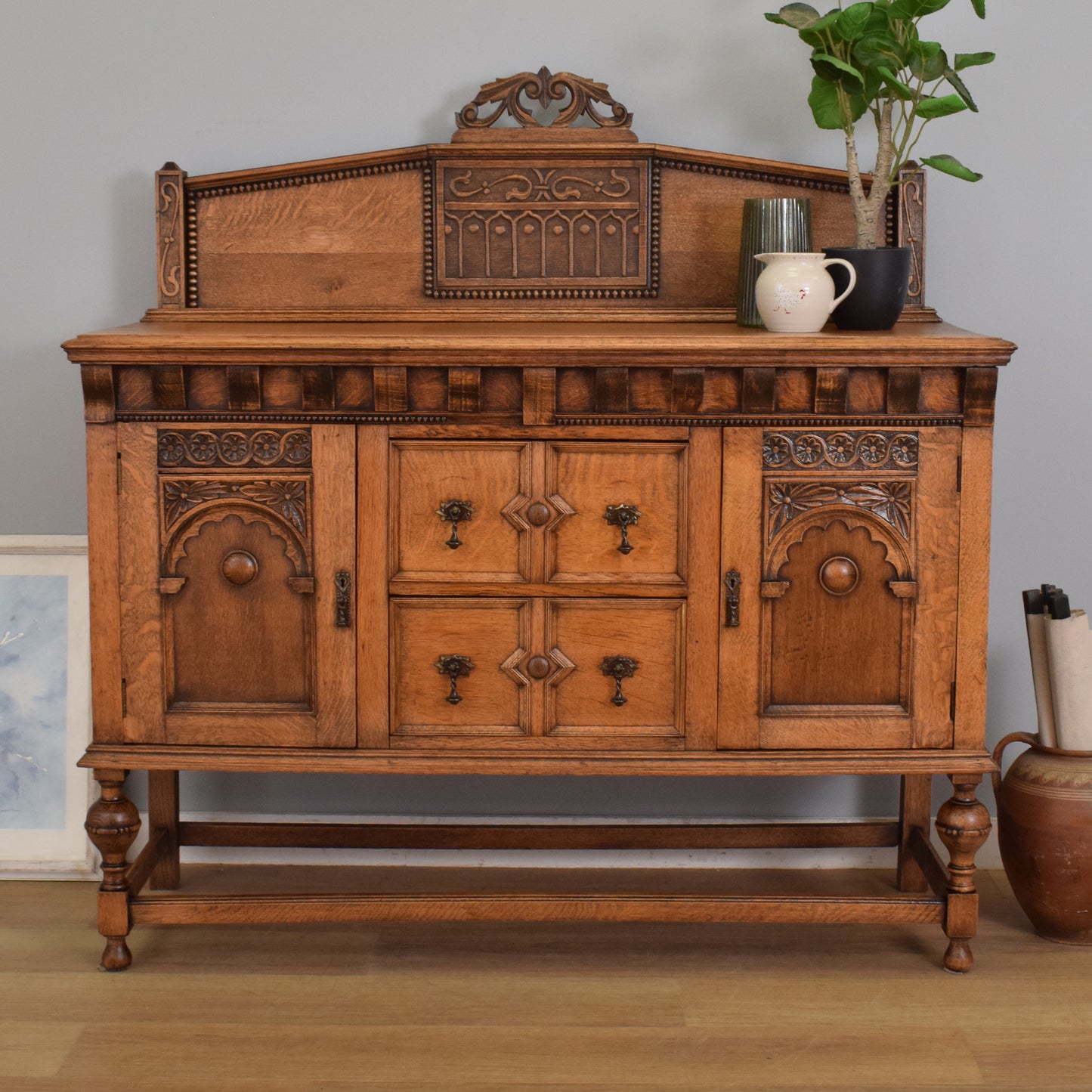 Carved Oak Sideboard