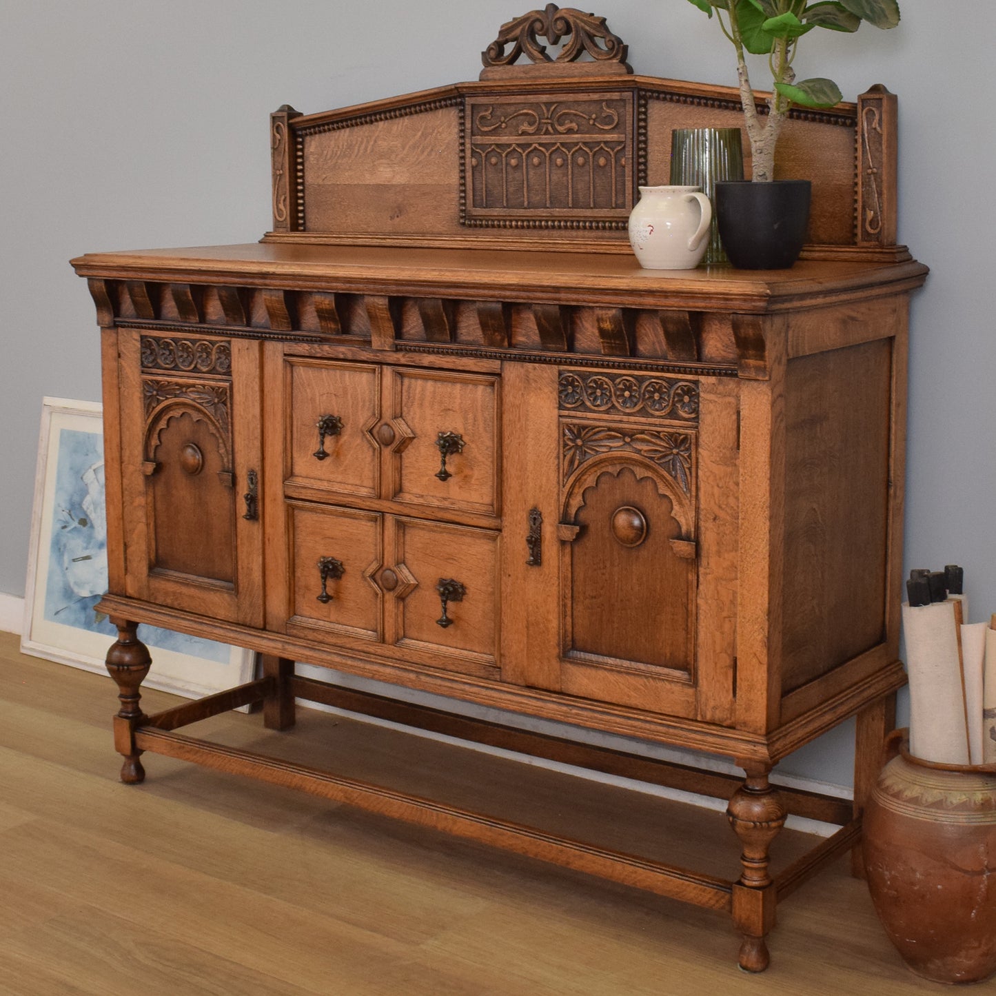 Carved Oak Sideboard