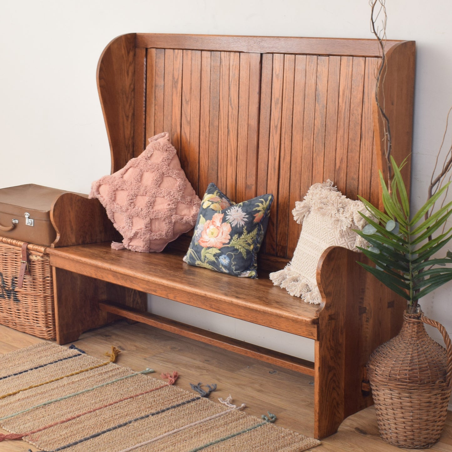 Oak High Back Pew