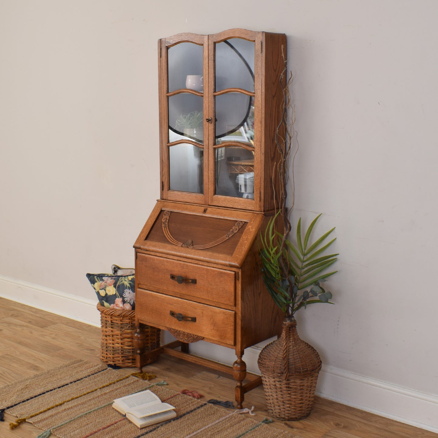 Oak Bureau Bookcase