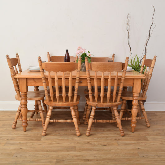 Pine Table And Six Chairs
