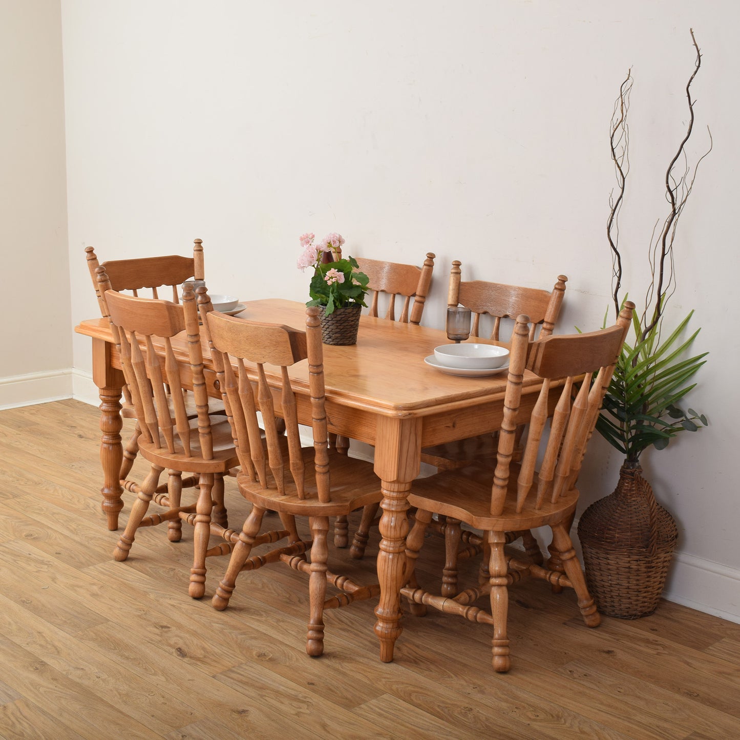 Pine Table And Six Chairs