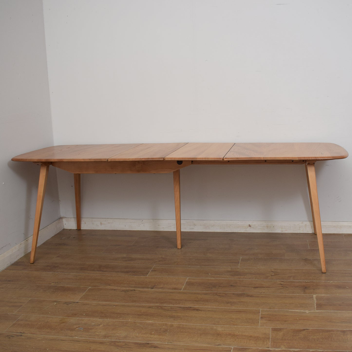 Restored Ercol Grand Windsor Plank Table And Eight Chairs