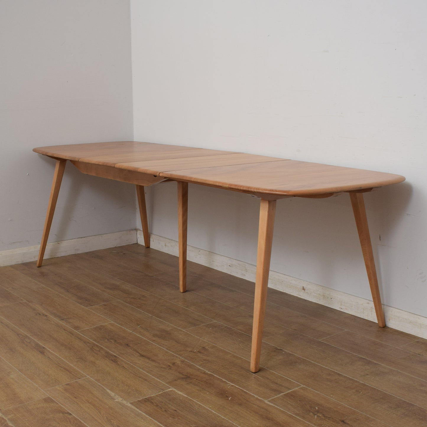 Restored Ercol Grand Windsor Plank Table And Eight Chairs