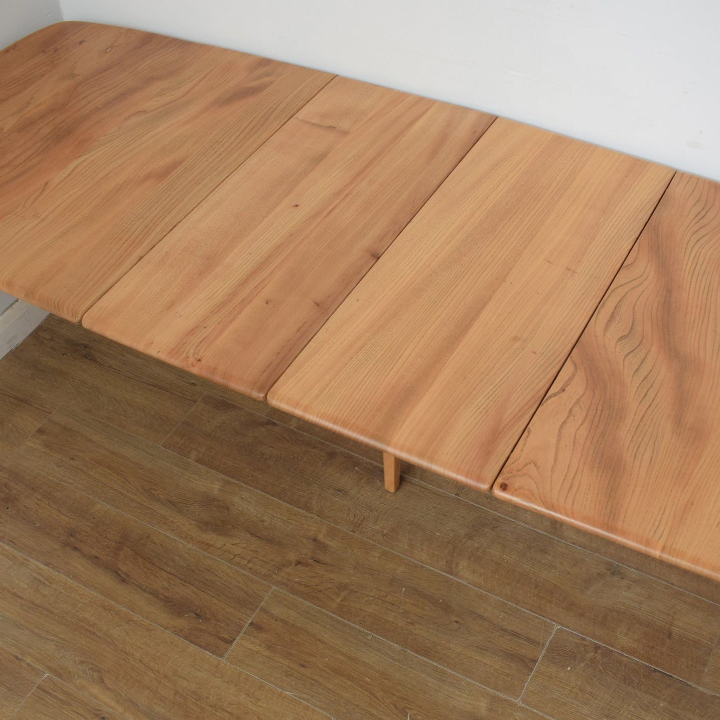 Restored Ercol Grand Windsor Plank Table And Eight Chairs