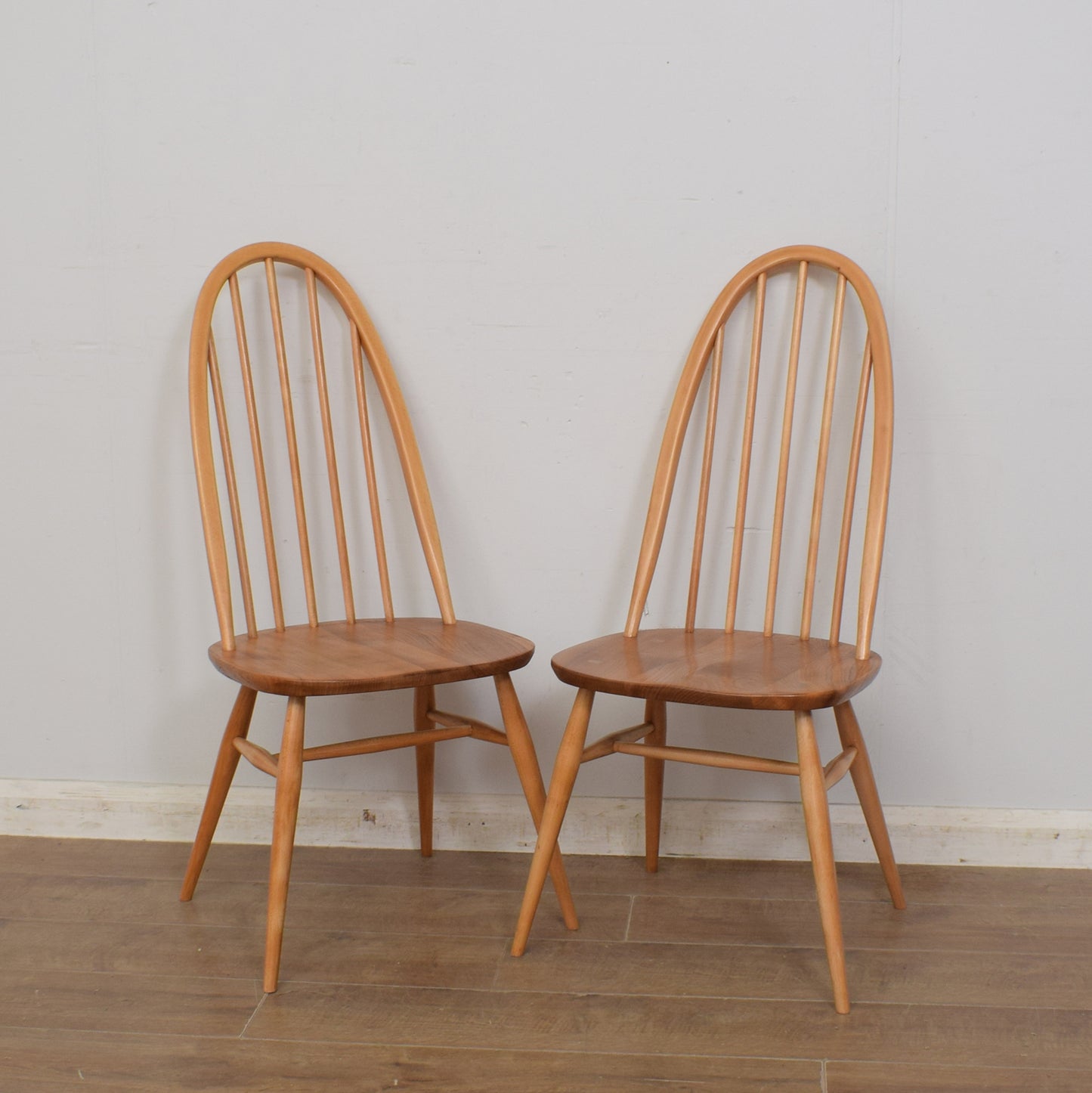 Restored Ercol Grand Windsor Plank Table And Eight Chairs