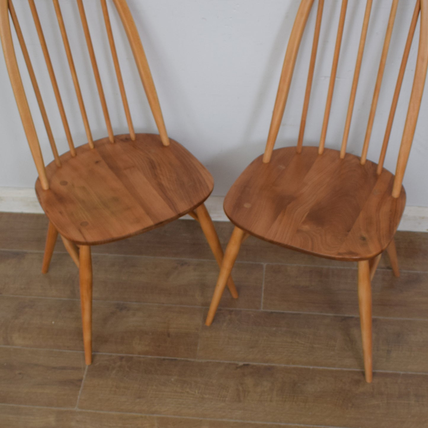 Restored Ercol Grand Windsor Plank Table And Eight Chairs