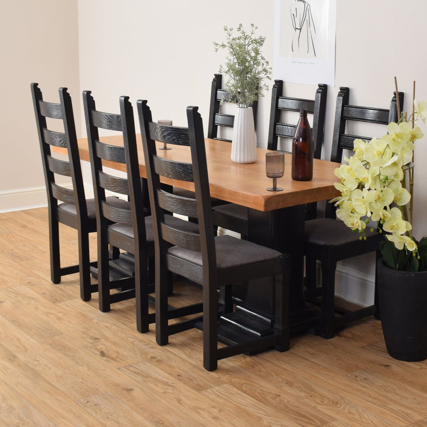 Painted Table And Six Chairs